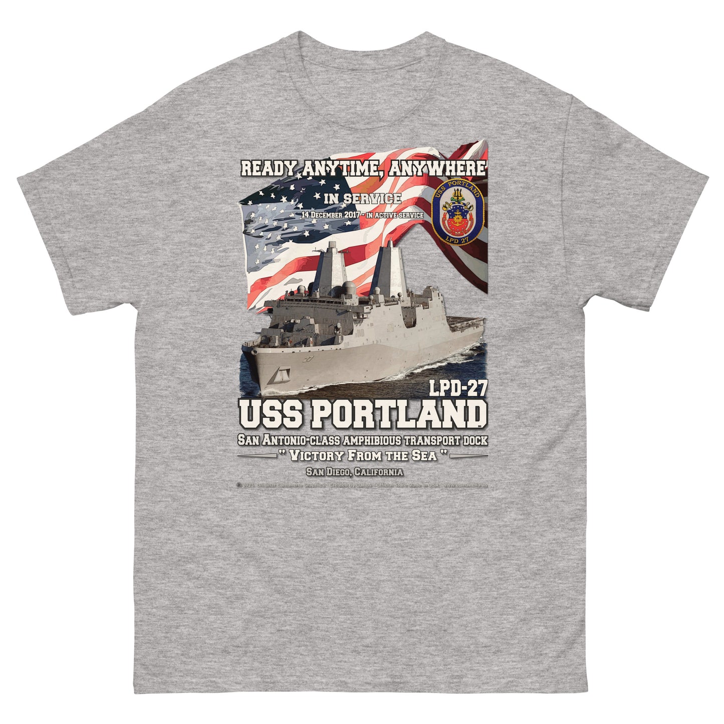 USS PORTLAND LPD-27 Amphibious Transport Dock Veterans Classic T-Shirt, Comancha Navy T-Shirts,