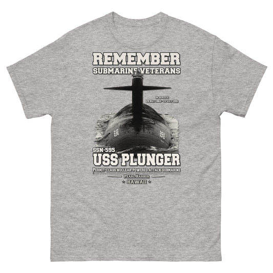 USS PLUNGER SSN-595 Submarine Veterans Classic T-Shirt, Comancha Navy T-shirts,