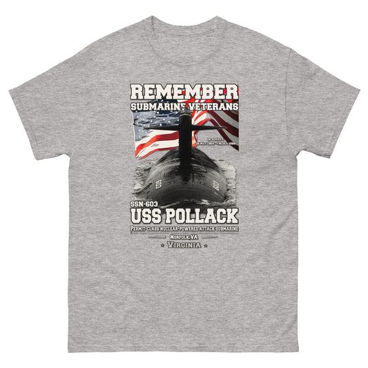 USS POLLACK SSN-603 Submarine Veterans Classic T-Shirt, Comancha Navy Fun T-shirts,