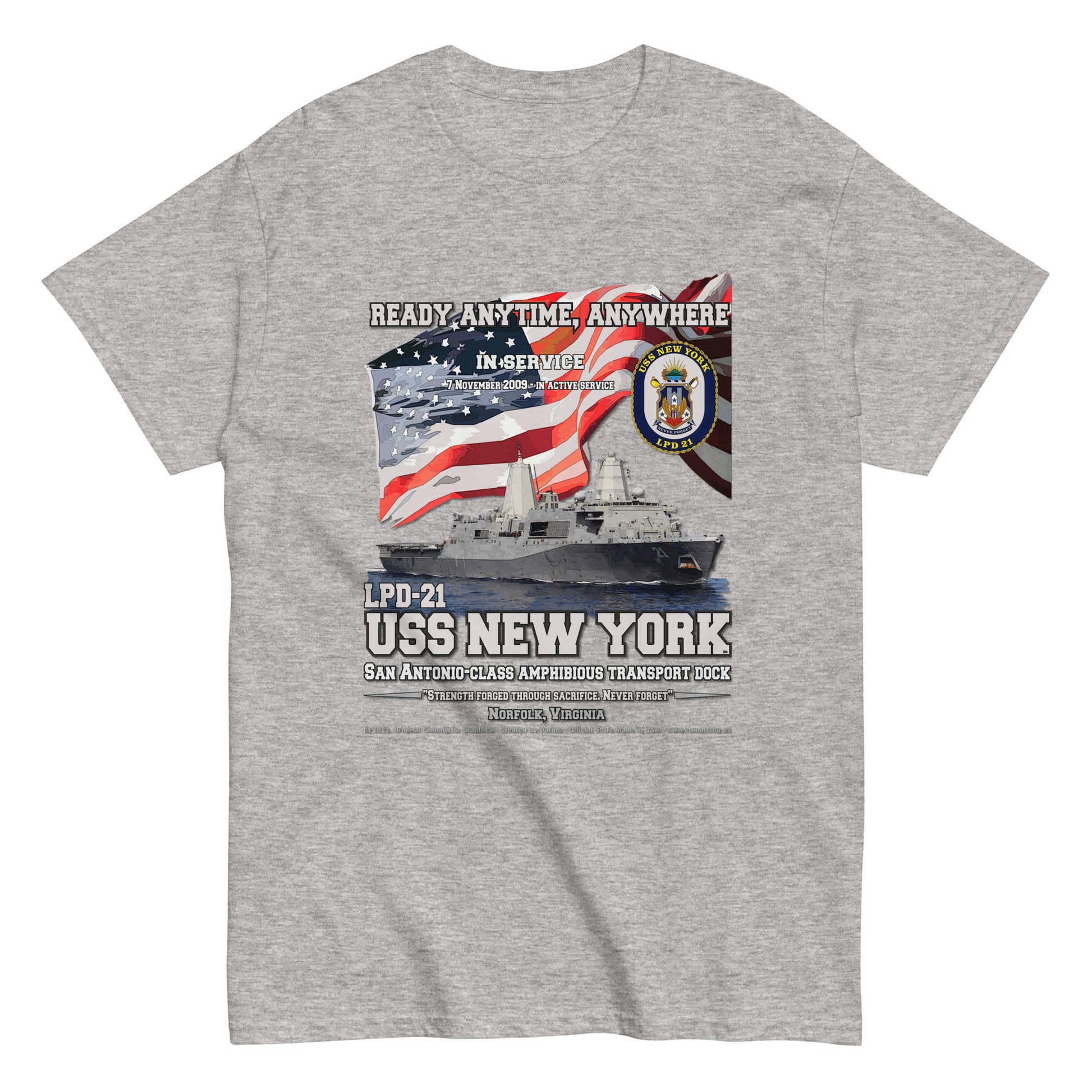 USS NEW YORK LPD-21, Amphibious Transport Dock Veterans Day T-shirt, Comancha,