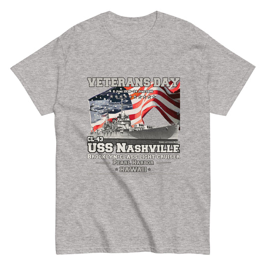 USS NASHVILLE CL-43 Cruiser veterans t-shirt, Comancha,