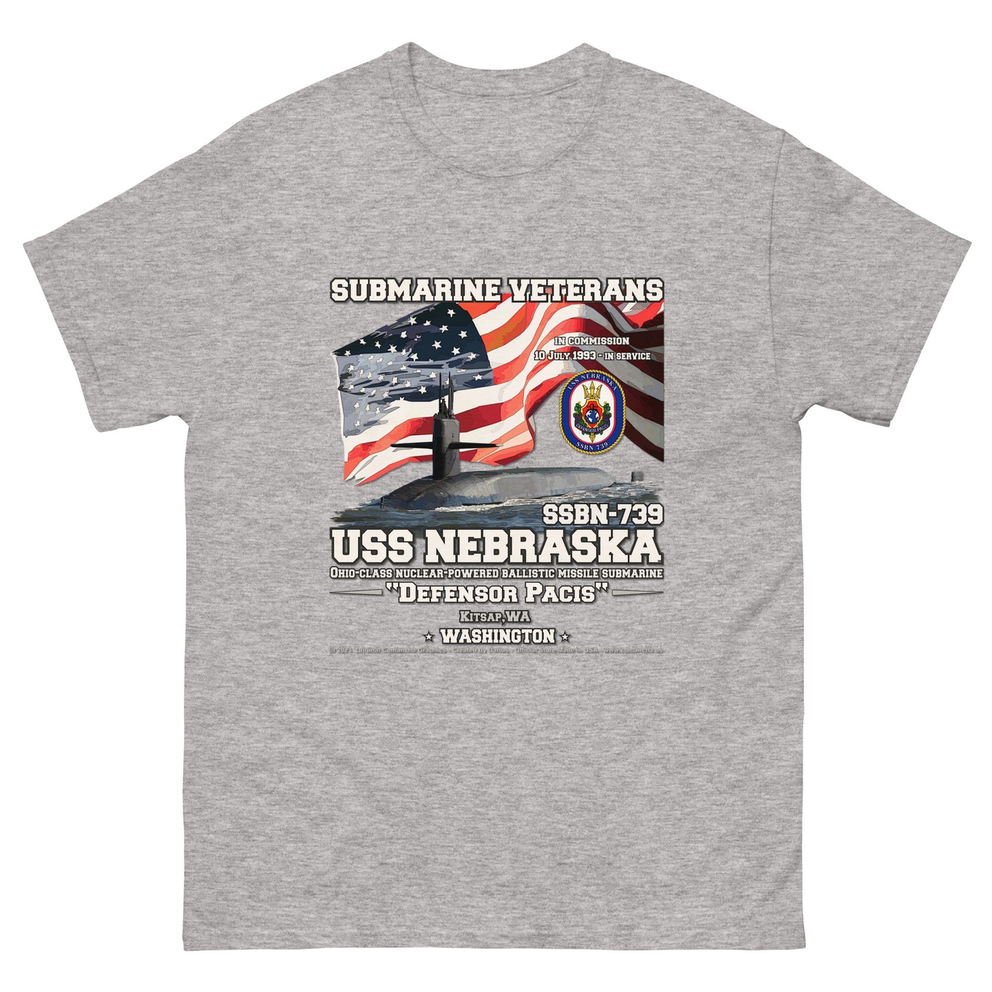 USS NEBRASKA SSBN-739 Submarine t-shirt