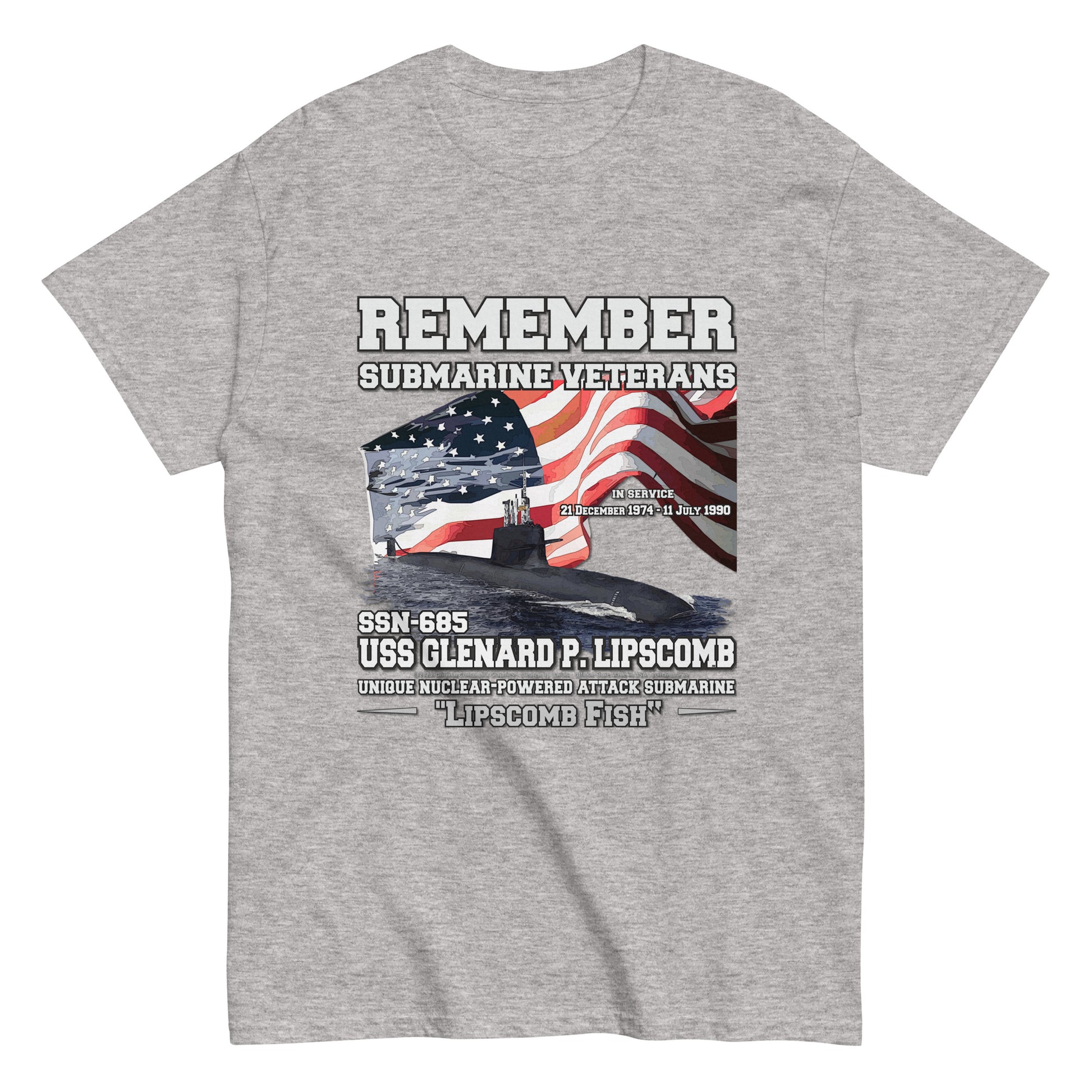 USS GLENARD LIPSCOMB tee, USS GLENARD LIPSCOMB Veterans tee,USS GLENARD LIPSCOMB SSN-685 Submarine Veterans Classic Tee, Comancha tees,