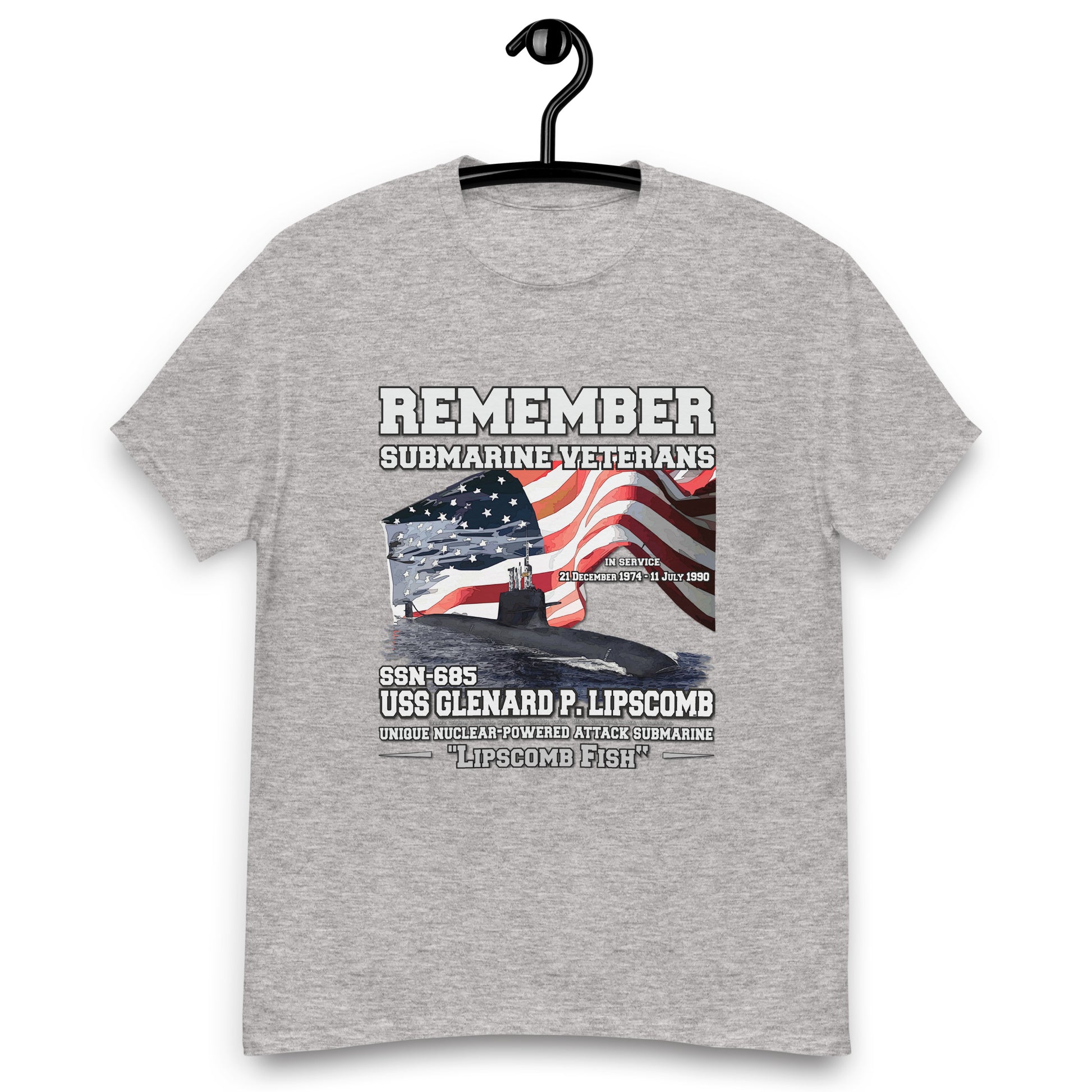 USS GLENARD LIPSCOMB tee, USS GLENARD LIPSCOMB Veterans tee,USS GLENARD LIPSCOMB SSN-685 Submarine Veterans Classic Tee, Comancha tees,