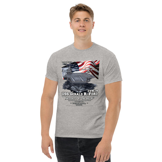 USS GERALD FORD tee, USS GERALD FORD veterans tee,USS GERALD FORD CVN-78 Aircraft Carrier Veterans Classic Tee, USS GERALD FORD CVN-78 Veterans Tee,