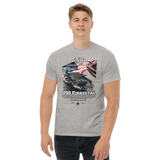 USS FORRESTAL tee, USS FORRESTAL veterans tee,USS FORRESTAL CV-59 Aircraft Carrier Veterans Classic Tee, Comancha T-shirts Store,