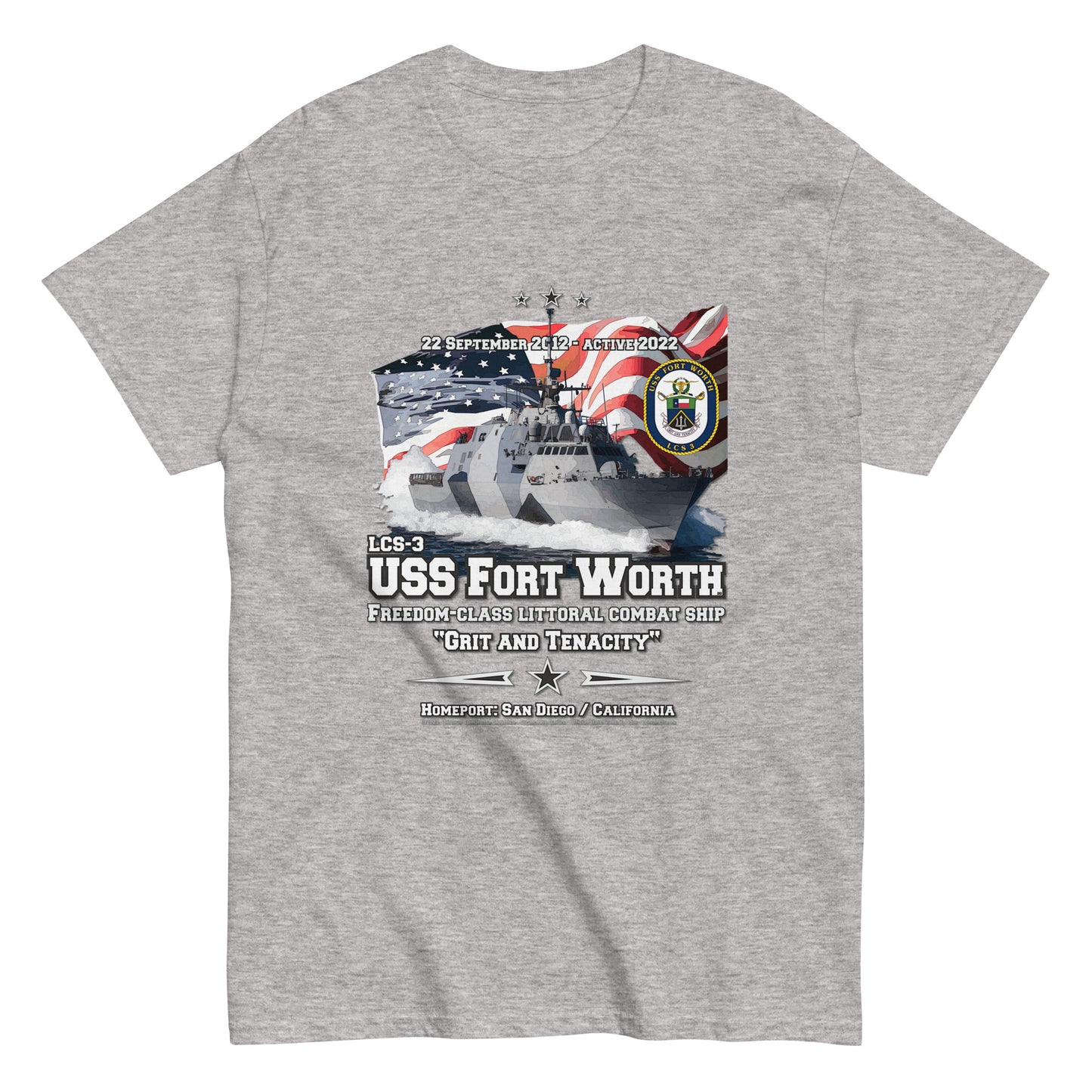 USS FORT WORTH tee, USS FORT WORTH veterans tee,USS FORT WORTH LCS-3 Littoral Combat Ship Veterans Classic Tee, Comancha Navy T-shirt,