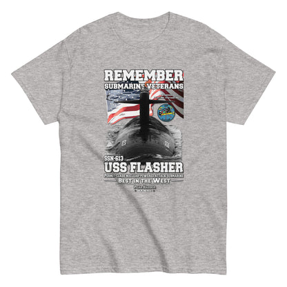 USS FLASHER tee, USS FLASHER veterans tee,USS FLASHER SSN-613 Submarine Veterans Classic Tee, Comancha Navy Design, Online shop,