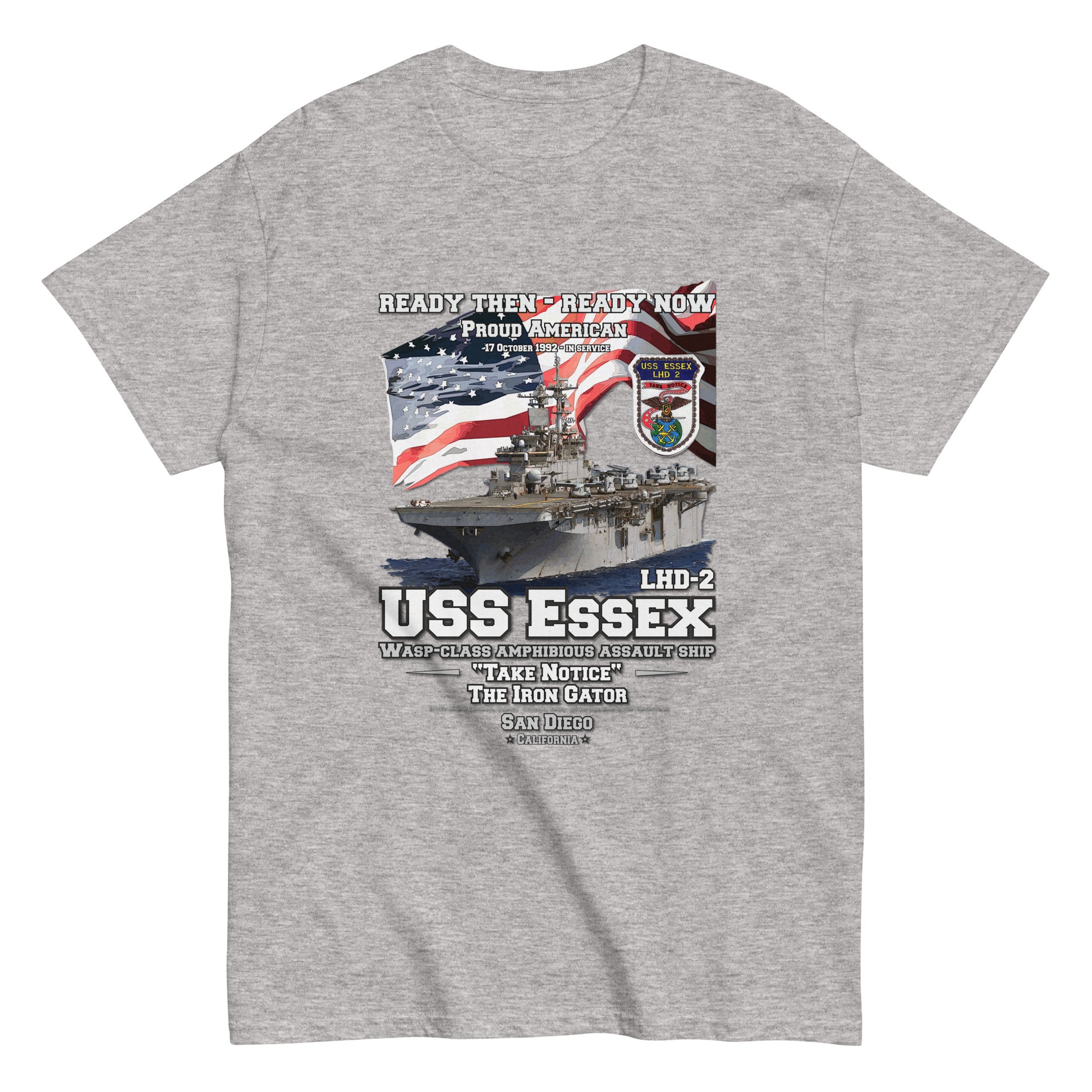 USS ESSEX LHD-2 tee, USS ESSEX LHD-2 veterans tee,USS ESSEX LHD-2 Amphibious Assault Ship Veterans Classic Tee, Comancha online shop,