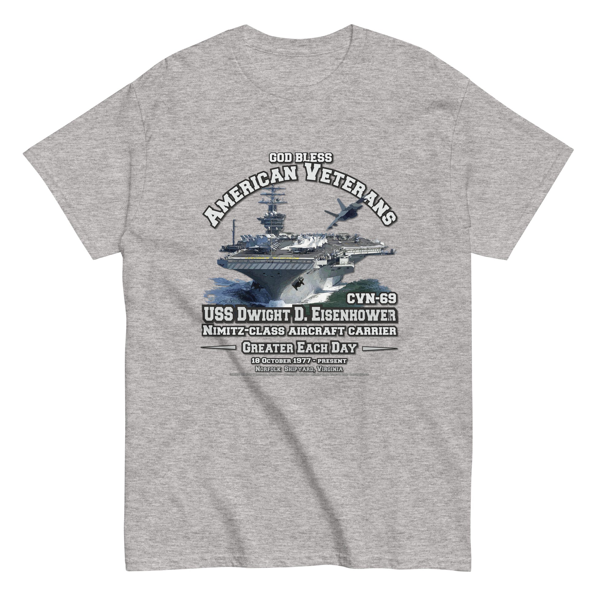 USS DWIGHT EISENHOWER CVN-69 Aircraft Carrier Veterans Tee, Comancha Tees Store,