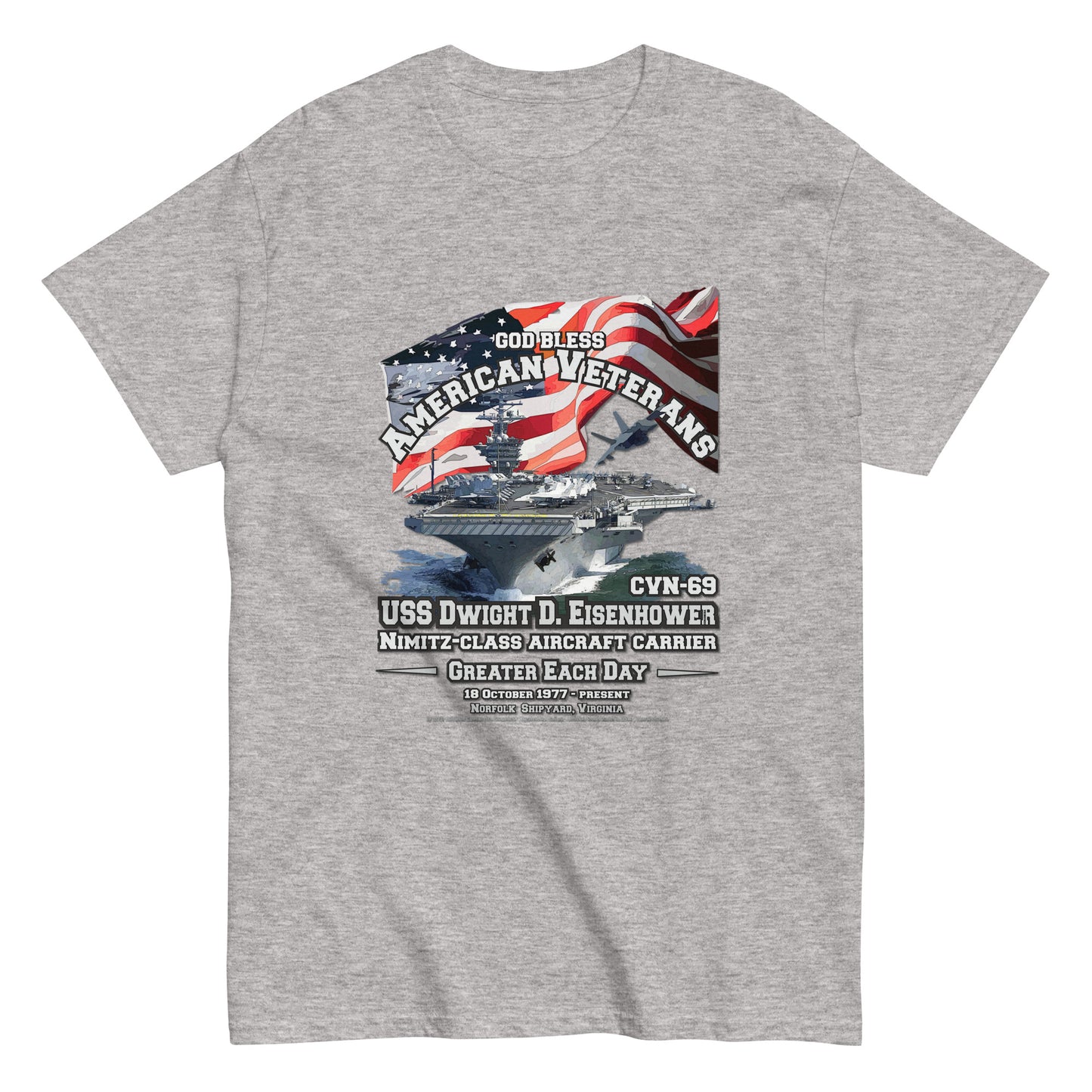 USS DWIGHT EISENHOWER t-shirt, USS DWIGHT EISENHOWER Veterans tee,USS DWIGHT EISENHOWER CVN-69 Aircraft Carrier Veterans Classic Tee, Comancha Online Store,