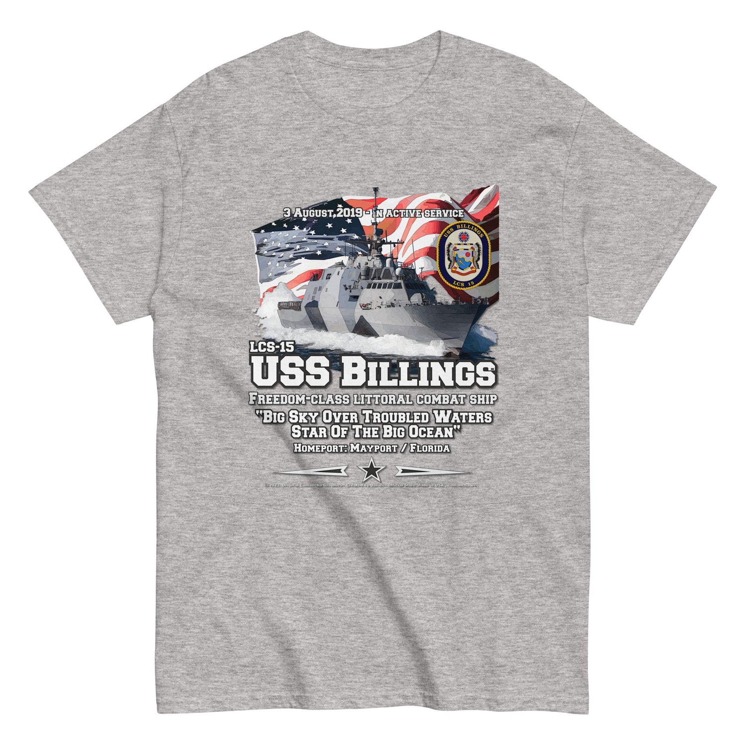 USS BILLINGS t-shirt,USS BILLINGS LCS-15 t-shirt,Veterans Littoral Combat Ship T-shirt, Comancha Tees,