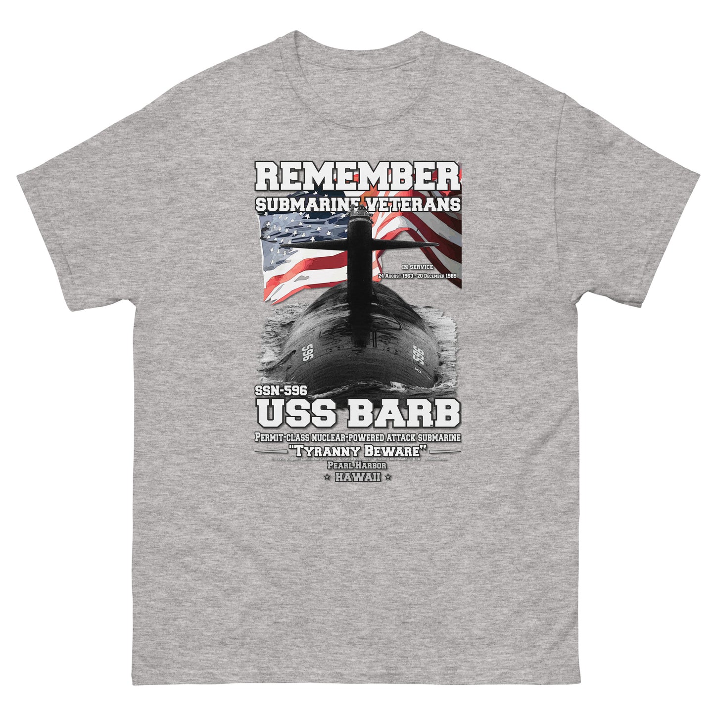 USS BARB SSN-596 t-shirt, Submarine Veterans T-shirt, Comancha Navy Tees, us navy t-shirt, USS BARB gift, USS BARB t-shirt,