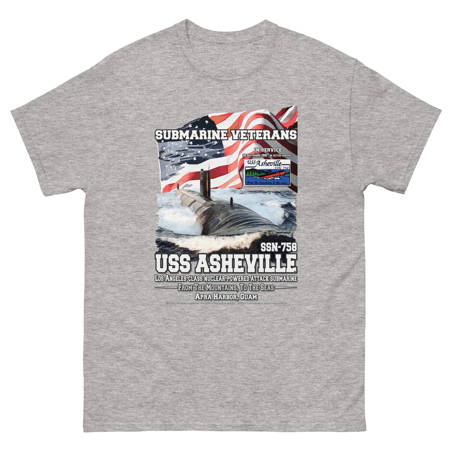 USS ASHEVILLE, USS ASHEVILLE veterans t-shirt, USS ASHEVILLE SSN-758 t-shirt, Submarine Veterans T-shirt, USS ASHEVILLE SSN-758 Veterans Tee, Comancha T-shirt, US Navy T-shirt,