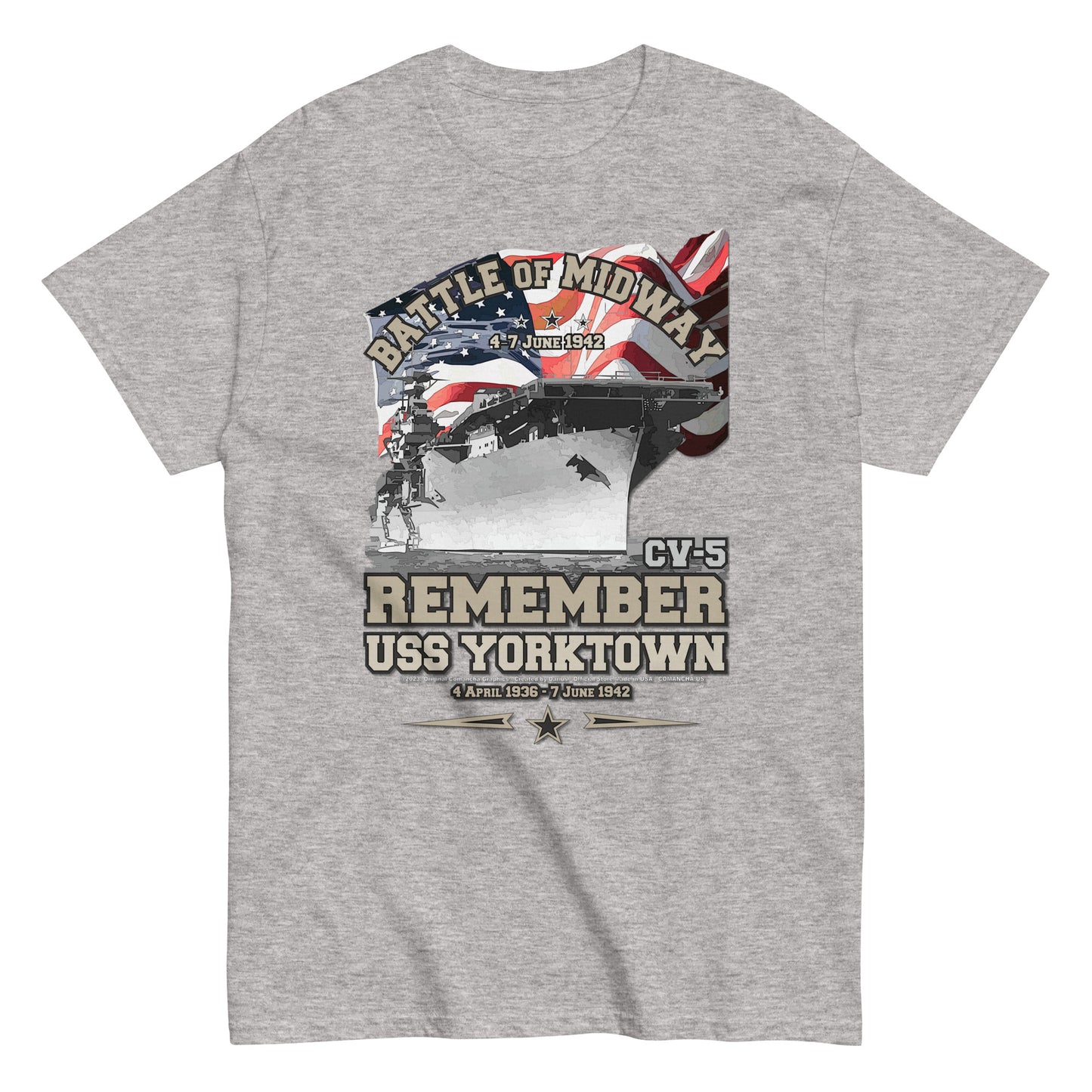 USS YORKTOWN t-shirt, USS YORKTOWN CV-5 t-shirt, USS YORKTOWN CV-5 Battle of Midway T-shirt, USS Yorktown Tee, US navy T-shirt,Comancha,