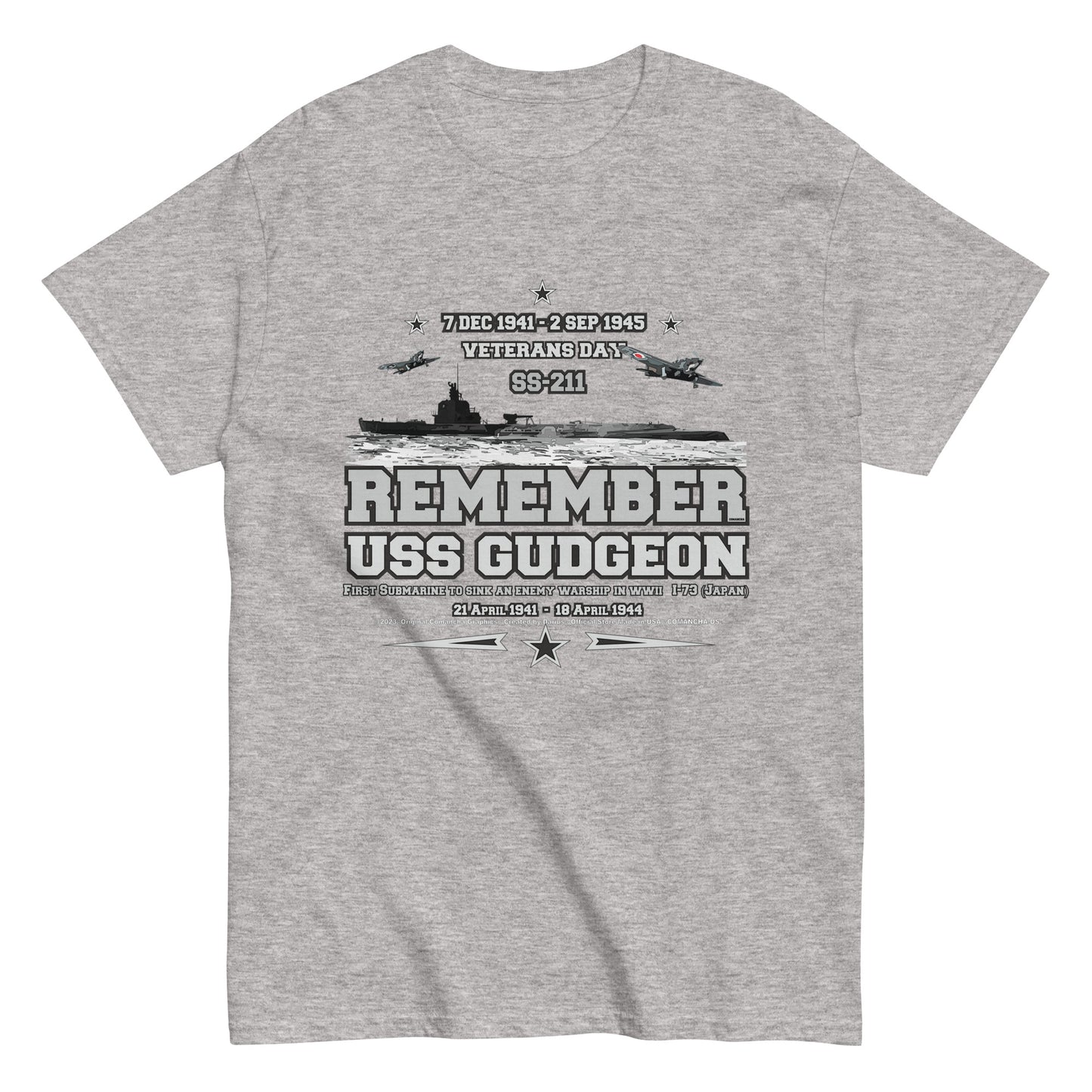 USS GUDGEON t-shirt, USS GUDGEON submarine tee, USS GUDGEON SS-211 Submarine T-shirt, Comancha Submarine T-shirt, Comancha Tees,comancha graphics, Navy T-shirts,