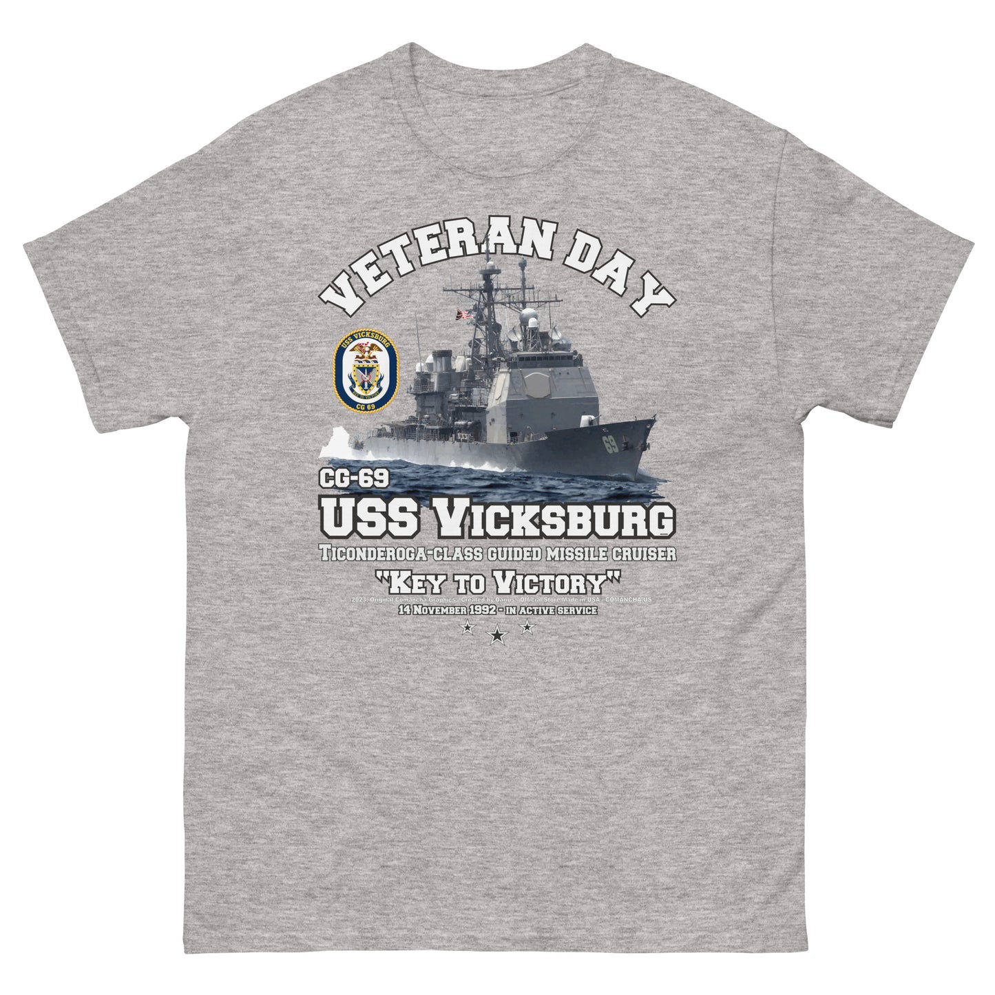 USS VICKBURG CG-69 t-shirt,US Navy t-shirt, Comancha, US Navy Cruiser Veterans T-shirt, USS VICKBURG T-shirt,