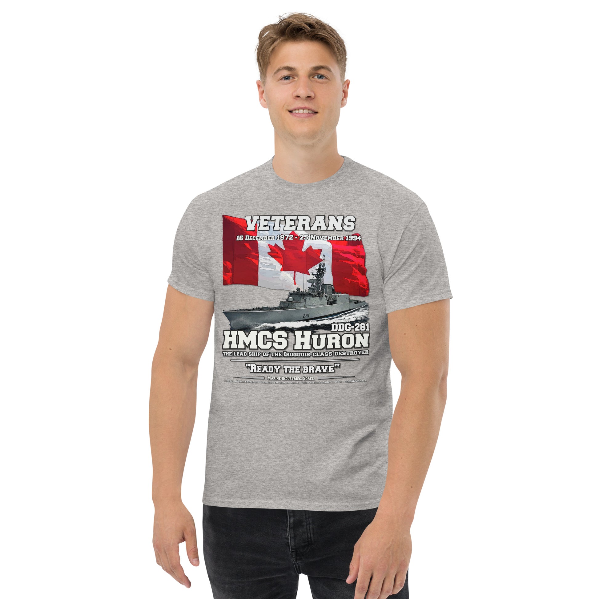 HMCS HURON tee, HMCS HURON DDG-281 tee, Canadian Destroyer Veterans T-shirt, HMCS HURON DDG-281 T-shirt,comancha.us,