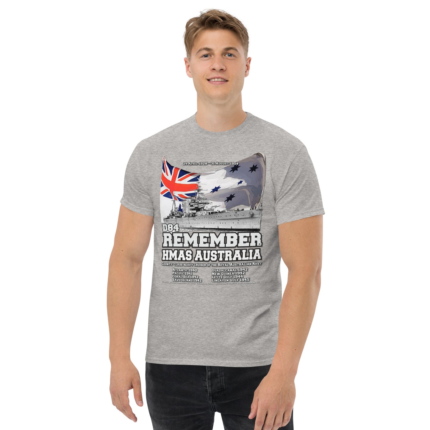 HMAS AUSTRALIA t-shirt, HMAS AUSTRALIA Royal Canadian Navy tee,HMAS AUSTRALIA D-84 Cruiser T-shirt, HMAS AUSTRALIA T-shirt, Comancha tees,