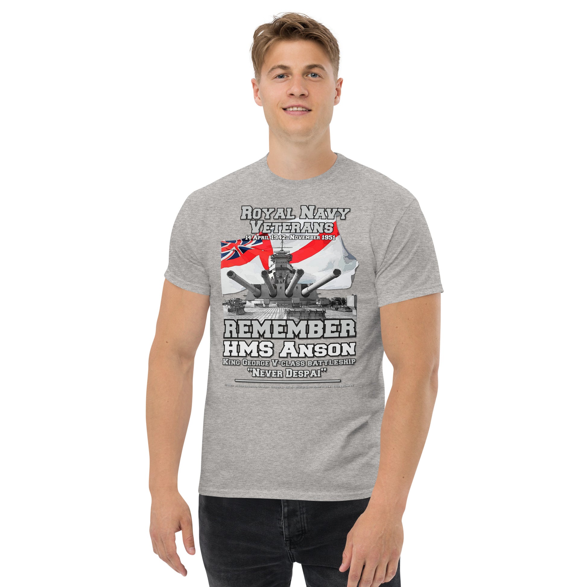 HMS ANSON tee, HMS ANSON Navy T-shirt, HMS ANSON Battleship,HMS ANSON Battleship Royal Navy T-shirt, HMS ANSON T-shirt, Comancha T-shirt,