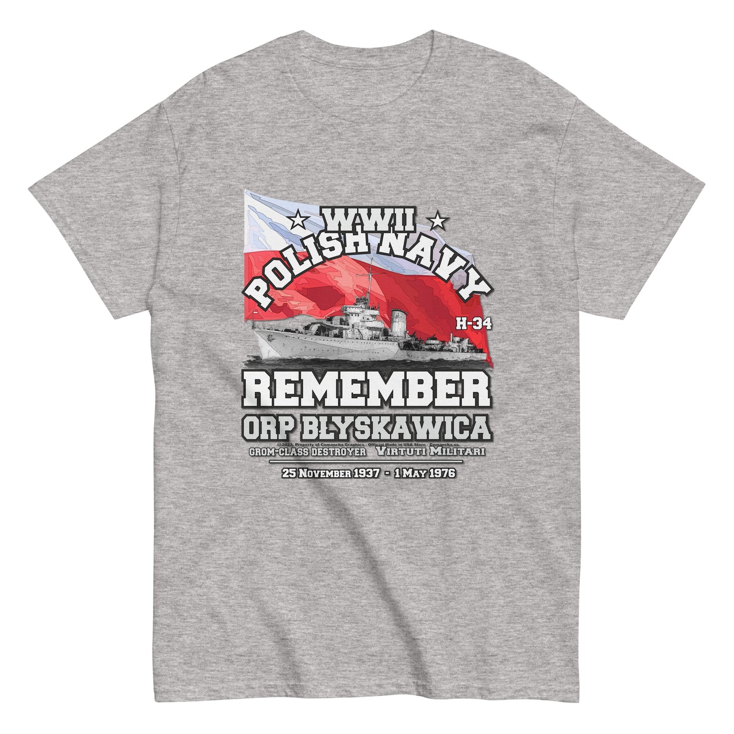 ORP BLYSKAWICA t-shirt, ORP BLYSKAWICA niszczyciel t-shirt,ORP BLYSKAWICA Polska Marynarka Wojenna T-Shirt, ORP BLYSKAWICA T-Shirt, comancha tee,