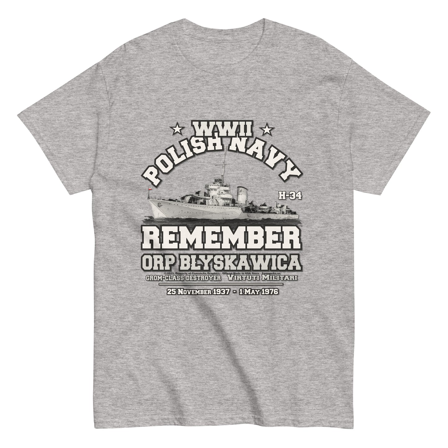 ORP BLYSKAWICA t-shirt, ORP BLYSKAWICA niszczyciel t-shirt,ORP BLYSKAWICA Polska Marynarka Wojenna T-Shirt, ORP BLYSKAWICA T-Shirt, comancha tee,