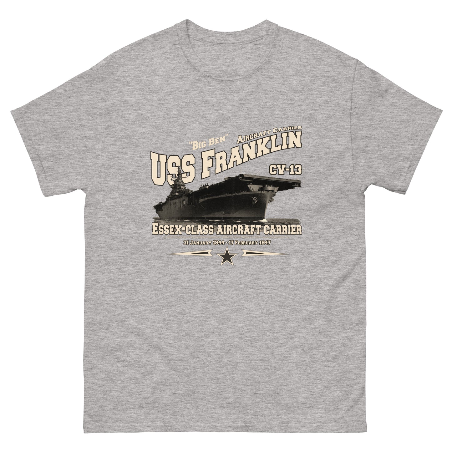 USS FRANKLIN CV-13 aircraft carrier T-shirt