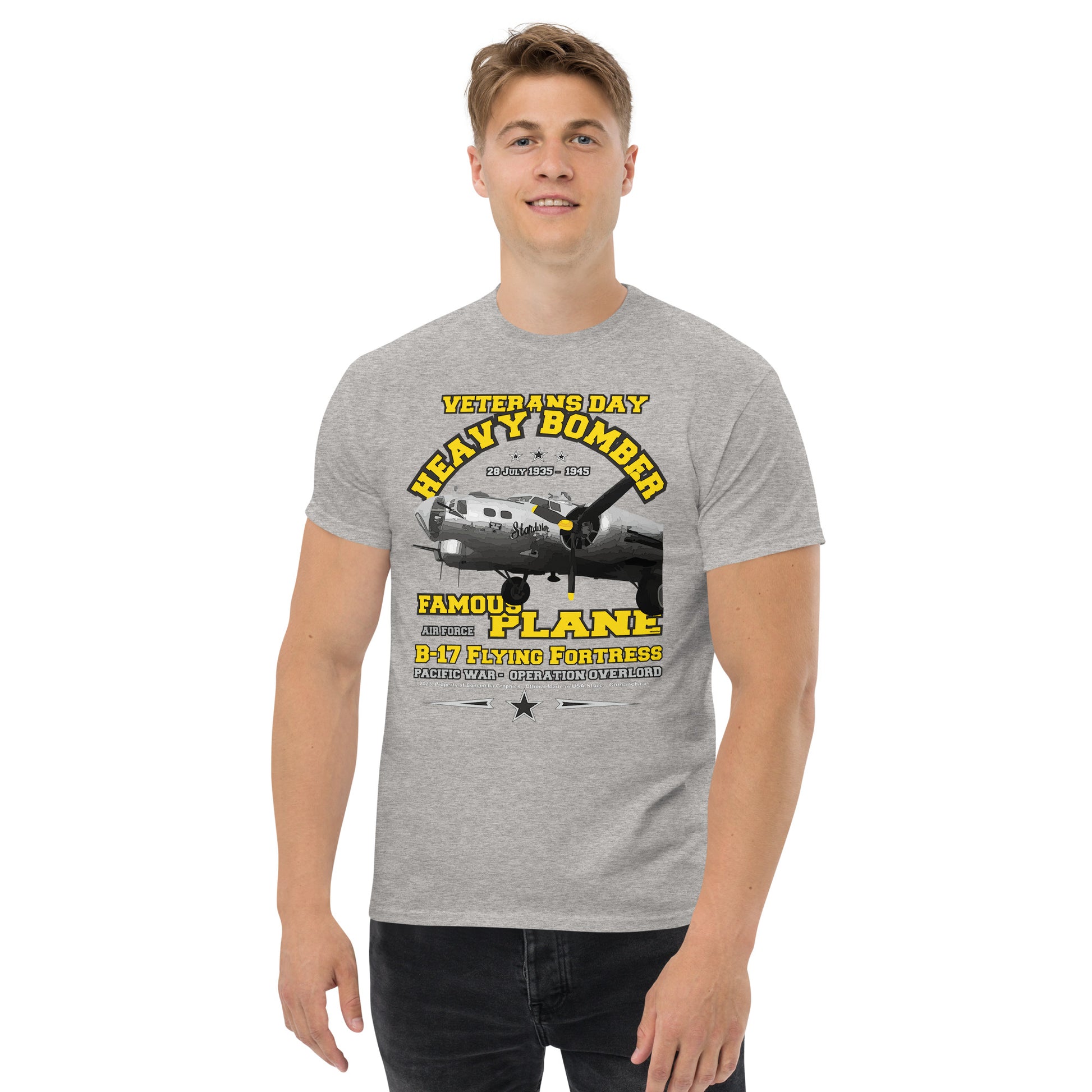 B-17 Flying Fortress tee,B-17 T-SHIRT,B-17 BOMBER T-SHIRT,COMANCHA GRAPHICS,