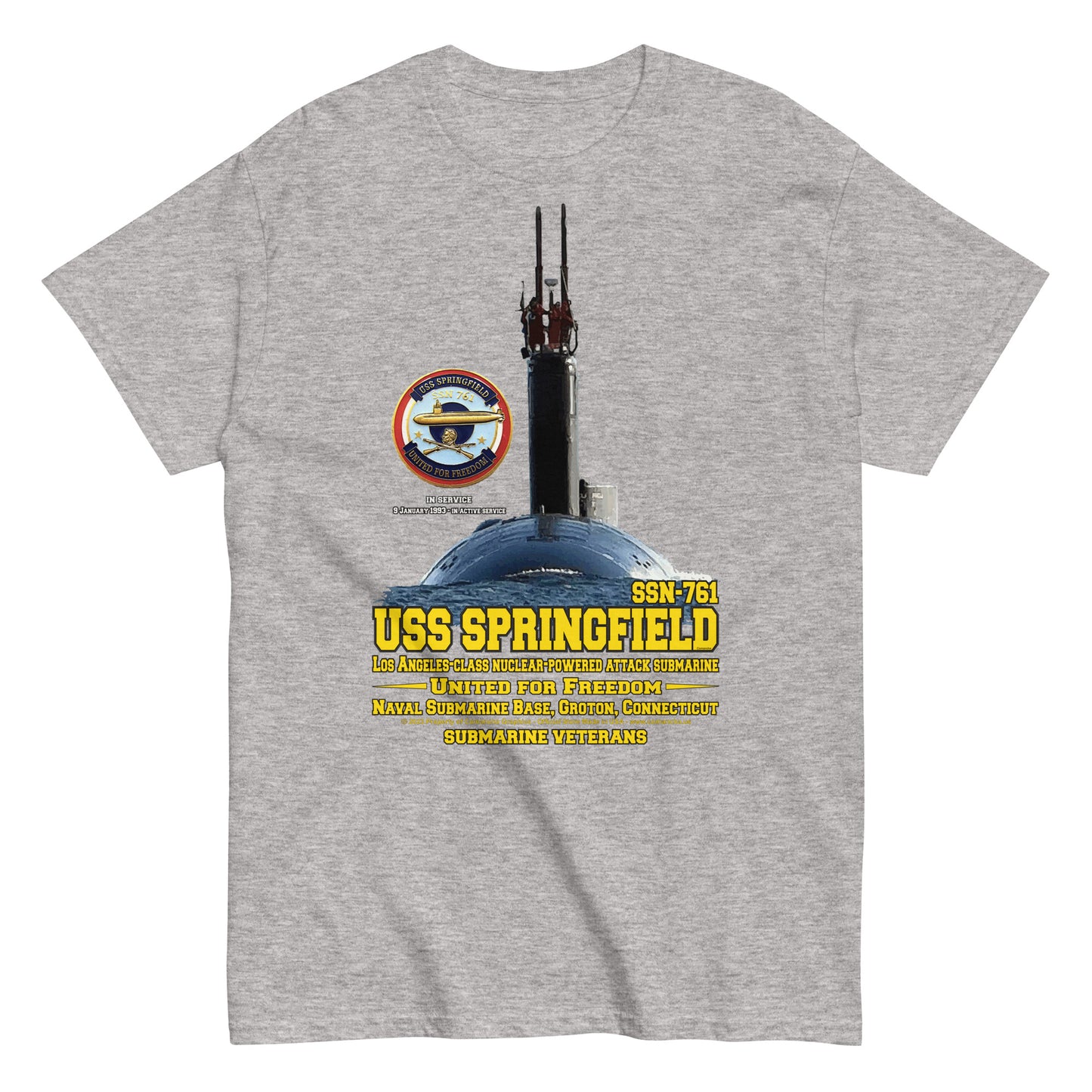 USS SPRINGFIELD SSN-761 T-shirt,USS SPRINGFIELD t-shirt, SSN-761 T-shirt, submarine veterans tee,us navy tee,comancha tee,