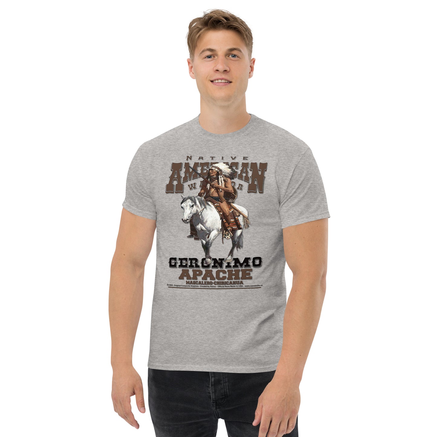 Geronimo warrior tee, Apache warrior t-shirt, Comancha T-shirt,