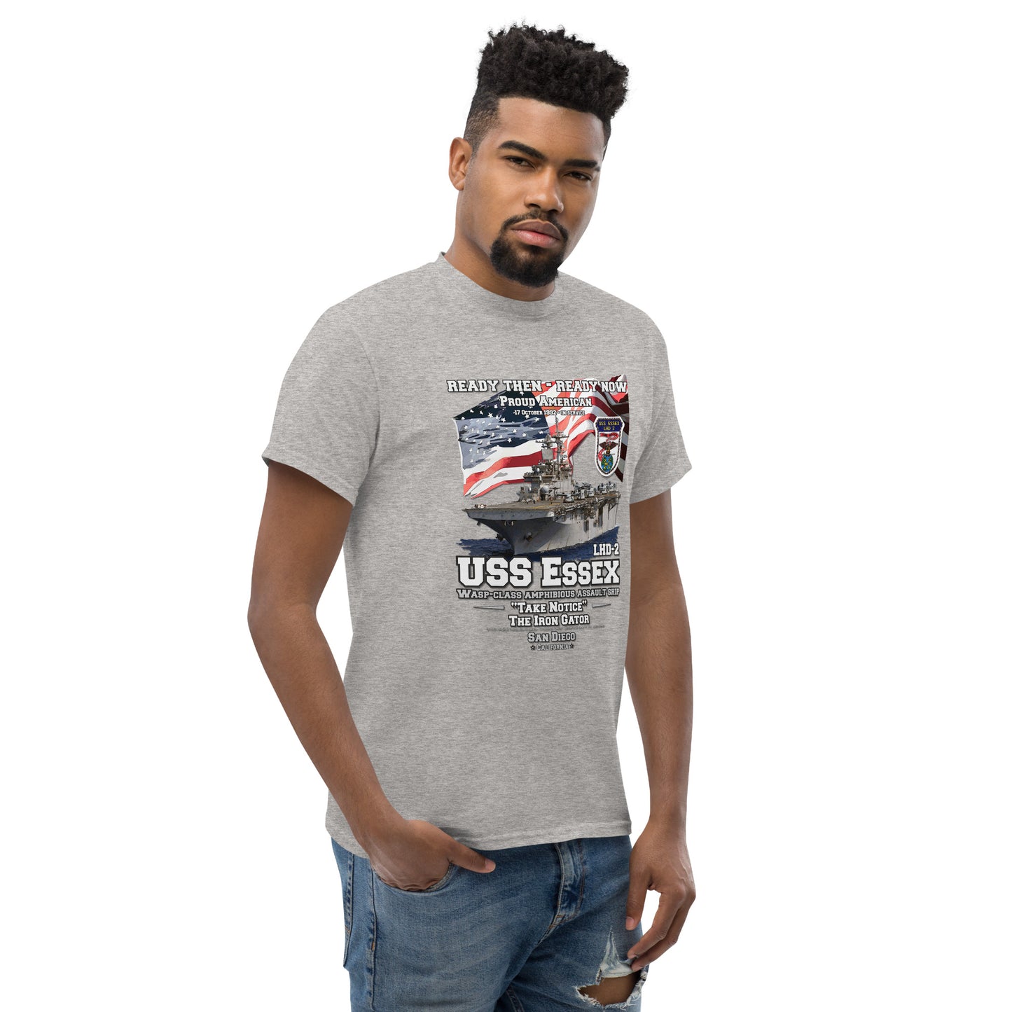 USS ESSEX LHD-2 tee, USS ESSEX LHD-2 veterans tee,USS ESSEX LHD-2 Amphibious Assault Ship Veterans Classic Tee, Comancha online shop,