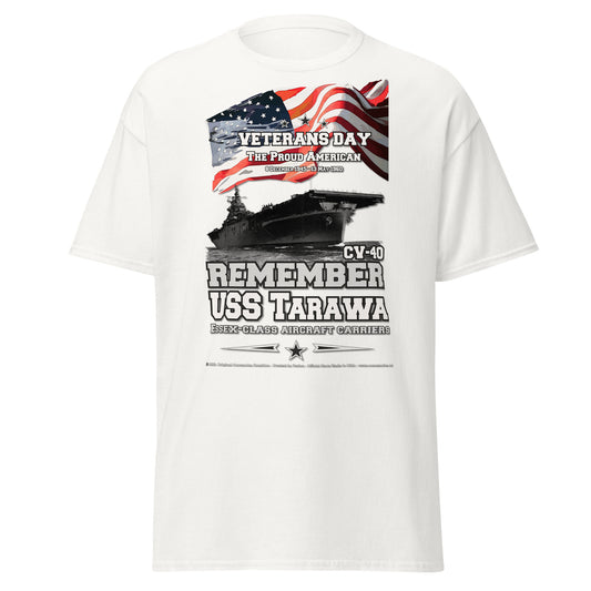 Remember USS TARAWA CV-40 Aircraft Carrier Veterans T-shirt, Comancha Military T-shirts,