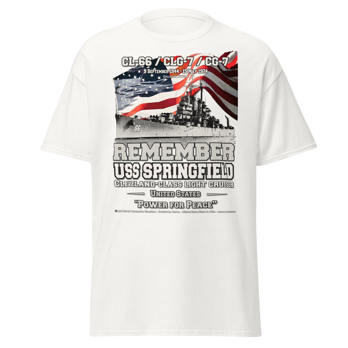 USS SPRINGFIELD CL-66 Light Cruiser Veterans, Comancha Navy Tees,