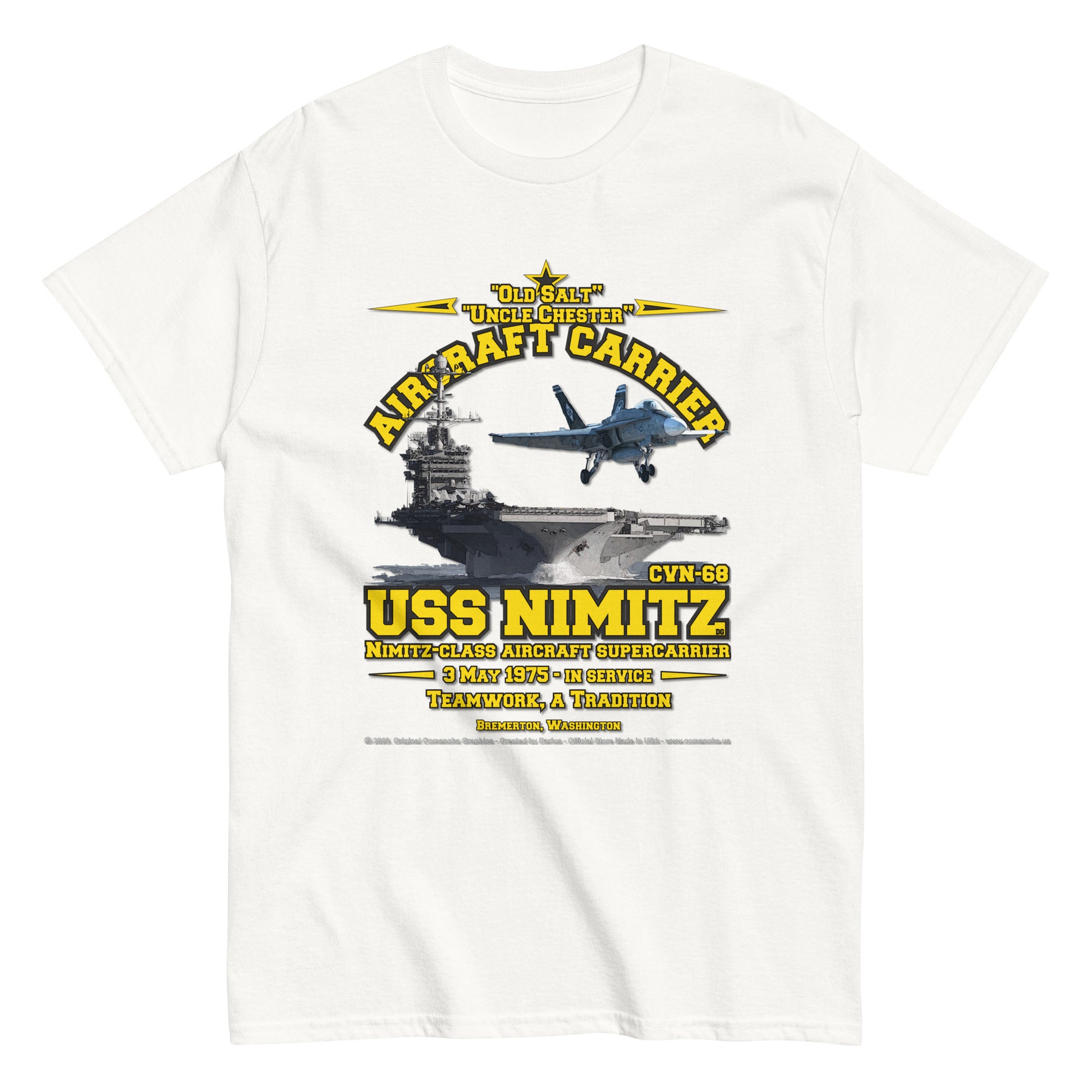 USS NIMITZ CVN-68 Aircraft Carrier, Veterans Day T-shirt, Comancha,