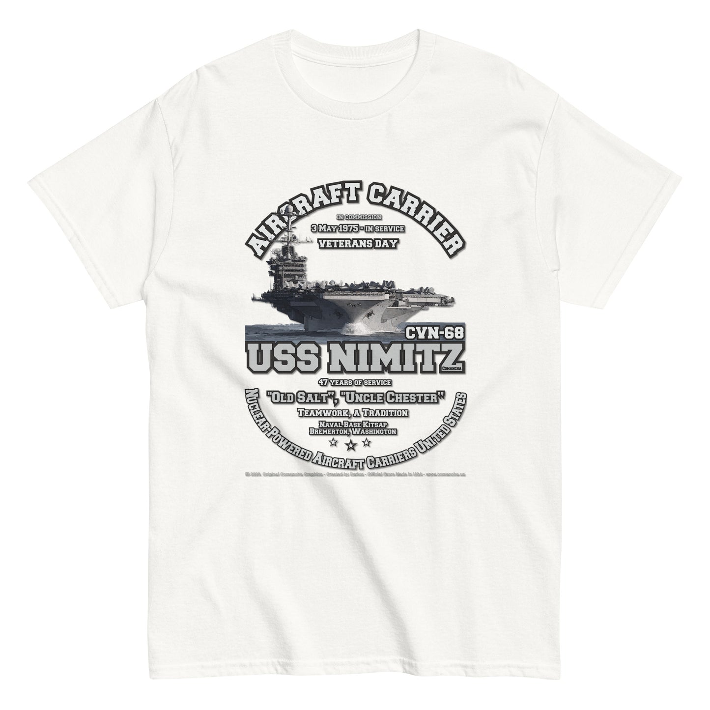 USS NIMITZ CVN-68 Aircraft Carrier Veterans Day T-shirt, Comancha,