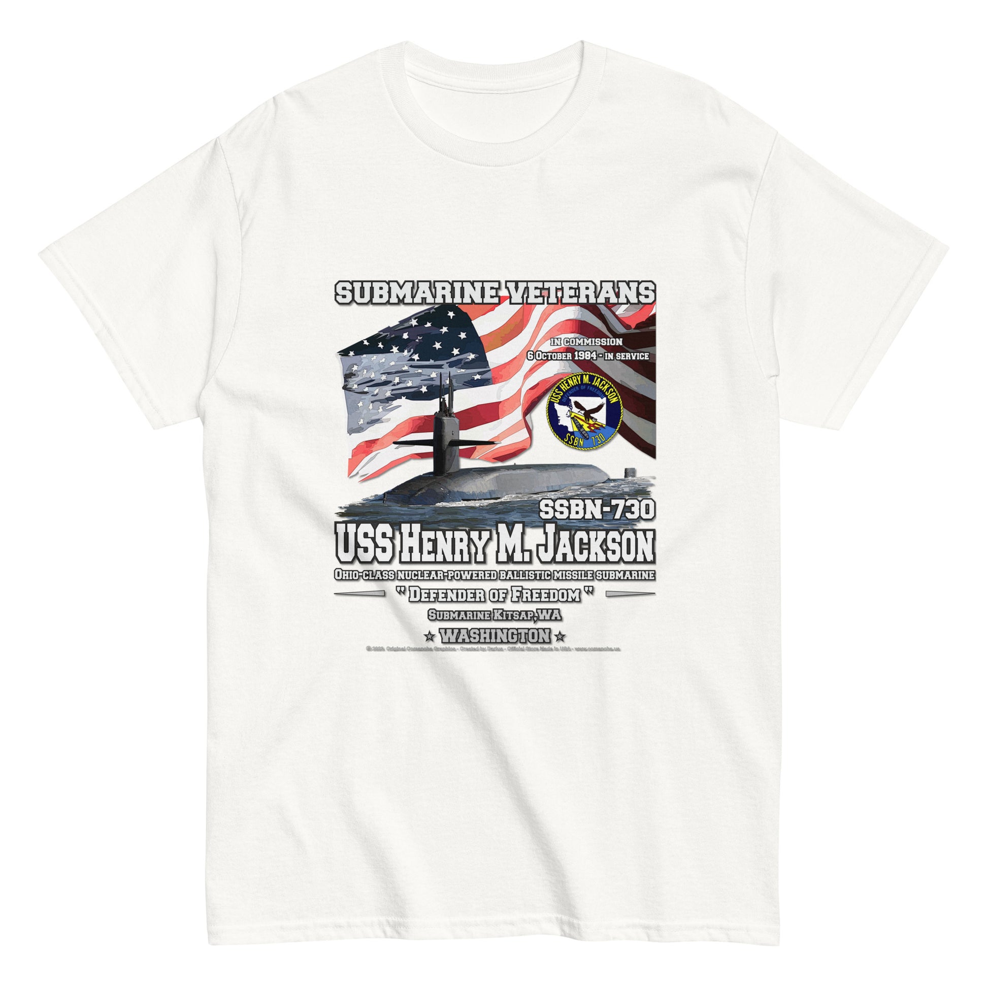 USS HENRY JACKSON SSBN-730 Submarine Veterans Classic T-Shirt, Comancha Navy T-shirts, USS HENRY JACKSON SSBN-730 t-shirt, Submarine Veterans Classic T-Shirt, Comancha Navy T-shirts,