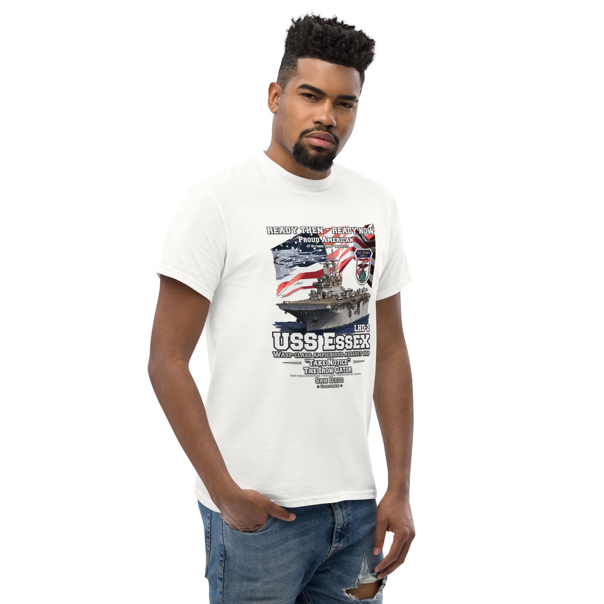 USS ESSEX LHD-2 tee, USS ESSEX LHD-2 veterans tee,USS ESSEX LHD-2 Amphibious Assault Ship Veterans Classic Tee, Comancha online shop,