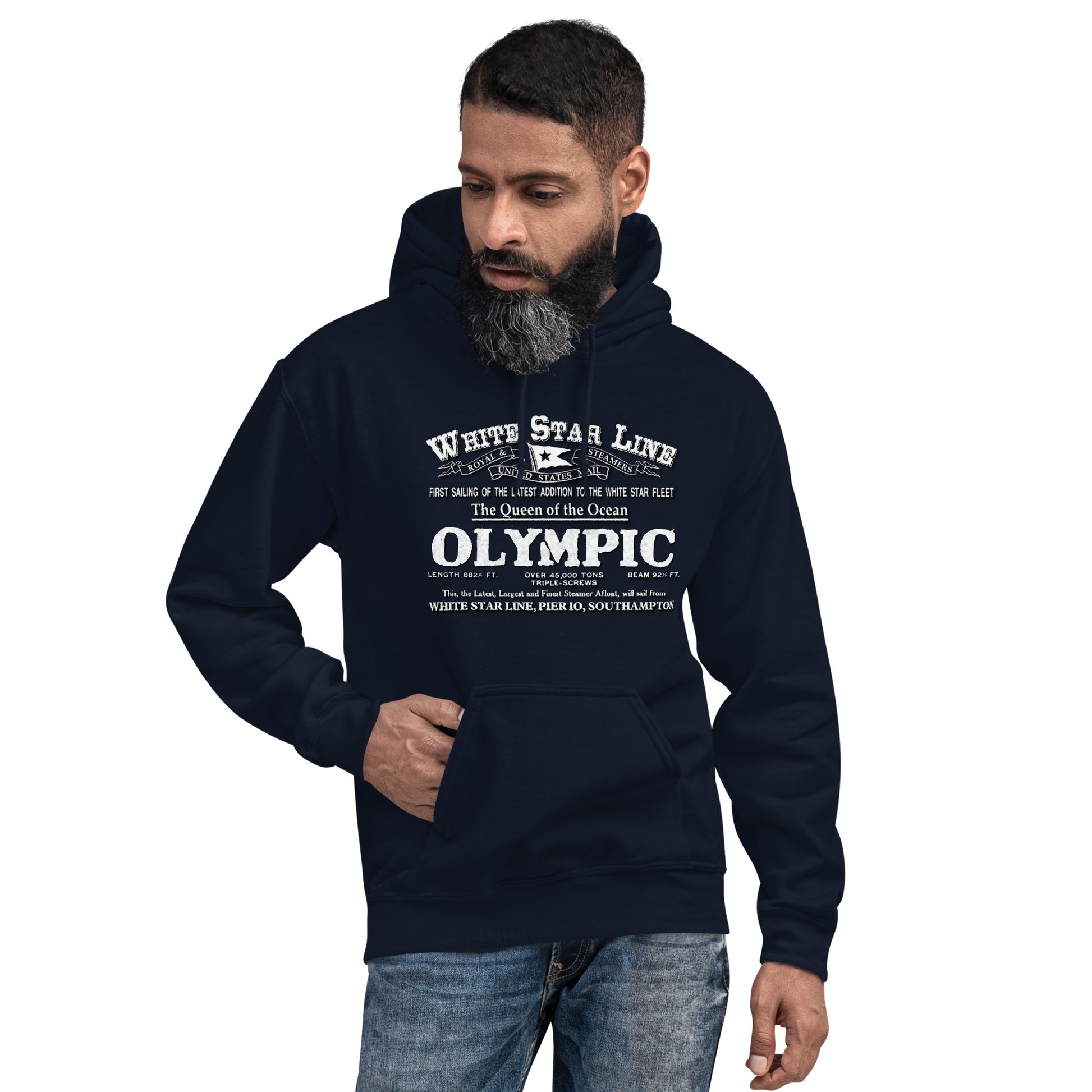 WHITE STAR LINE - Olympic Unisex Hoodie,Olympic transatlantic hoodie, WHITE STAR LINE - Olympic Unisex Hoodie,