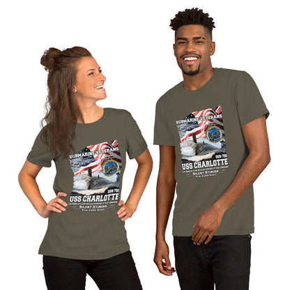 USS CHARLOTTE tee,USS CHARLOTTE SSN-766 tee, US Submarine Veterans T-shirts, Comancha T-shirts,