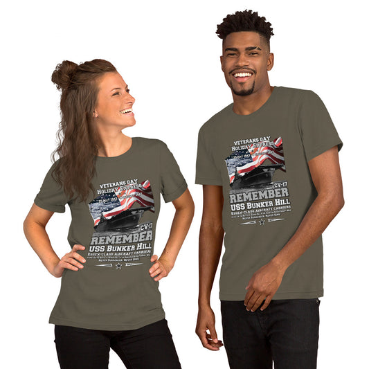 USS BUNKER HILL t-shirt,USS BUNKER HILL CV-17 t-shirt,Aircraft Carrier Veterans Unisex t-shirt, Comancha Navy Veterans T-shirts,
