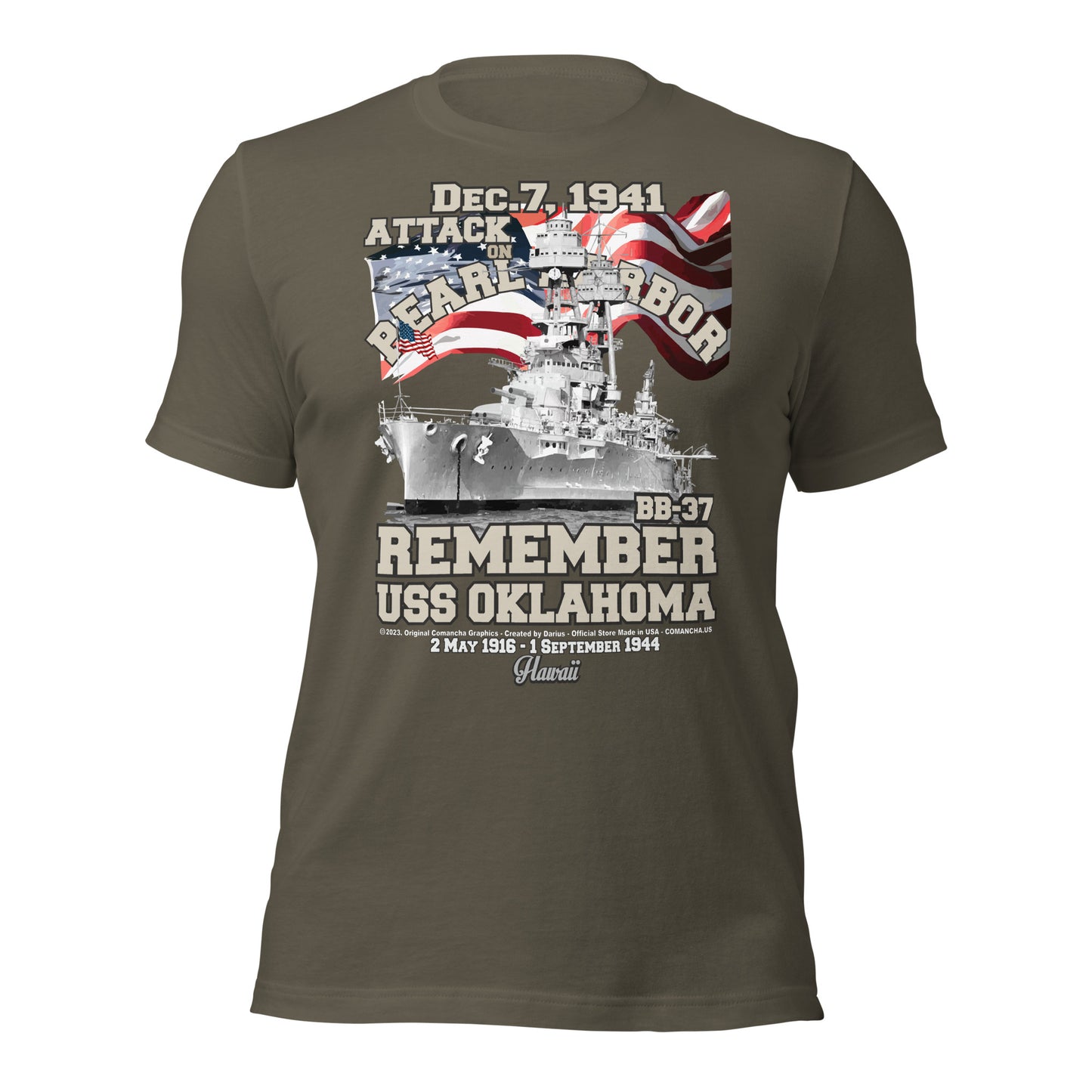 USS OKLAHOMA BB-37 t-shirt, Pearl harbor t-shirt,remember pearl harbor tee,US Navy Battleship T-shirt, USS OKLAHOMA T-shirt,comancha,comancha graphics,tees,