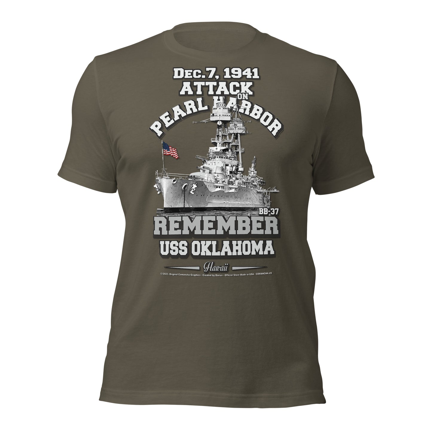 USS OKLAHOMA BB-37 t-shirt, Pearl harbor t-shirt,remember pearl harbor tee,US Navy Battleship T-shirt, USS OKLAHOMA T-shirt,comancha,comancha graphics,tees,