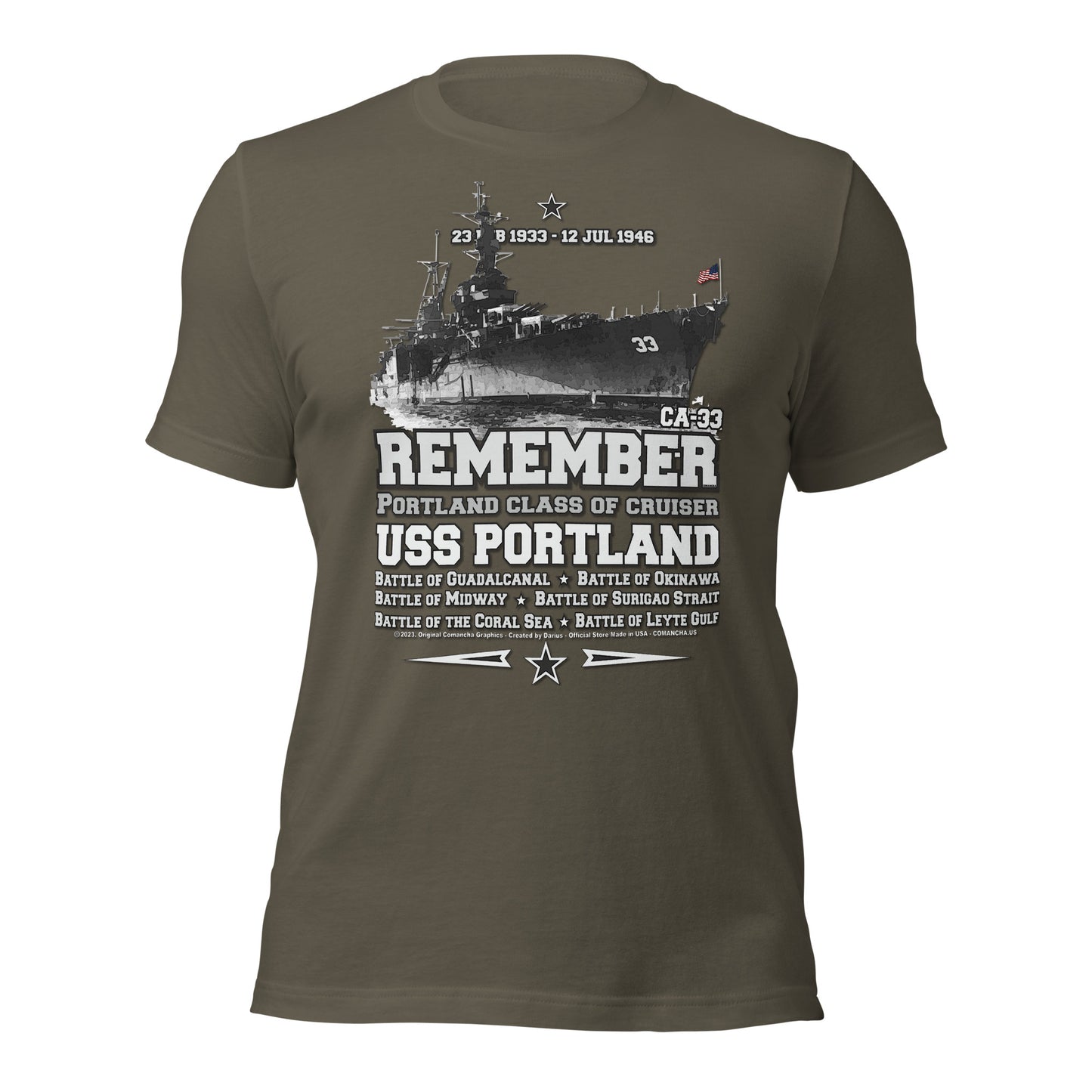 USS PORTLAND t-shirt, US Navy veterans T-shirt, US Navy Cruiser T-shirt, USS PORTLAND CA-33 T-shirt, Comancha,Tees,Midway veterans tee,