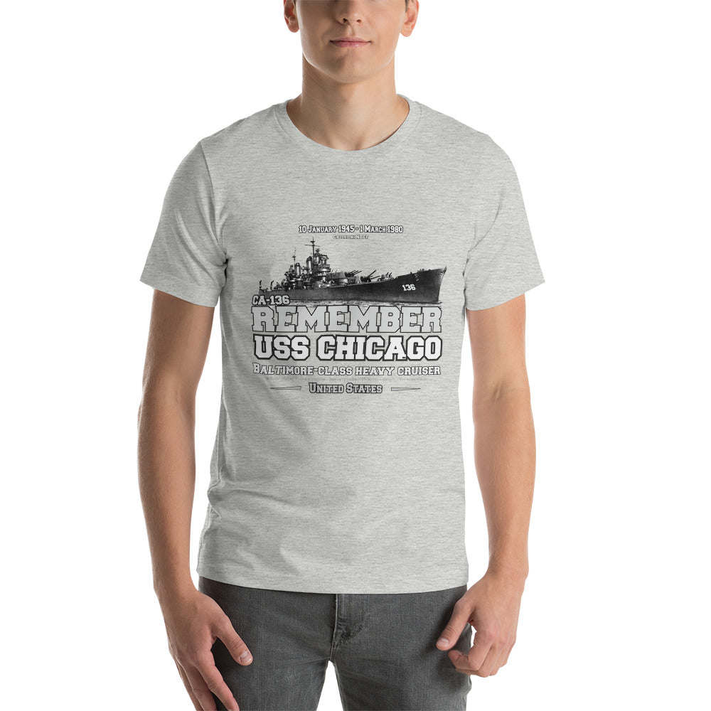 USS CHICAGO tee,USS CHICAGO CA-136 Tee, US Heavy Cruiser Veterans T-shirts, Comancha T-shirts,