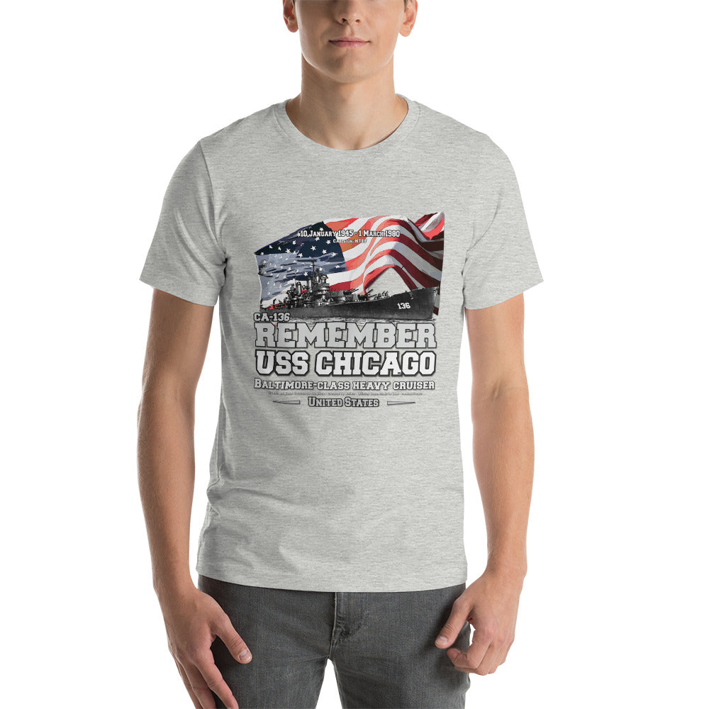 USS CHICAGO tee,USS CHICAGO CA-136 Tee, US Heavy Cruiser Veterans T-shirts, Comancha T-shirts,