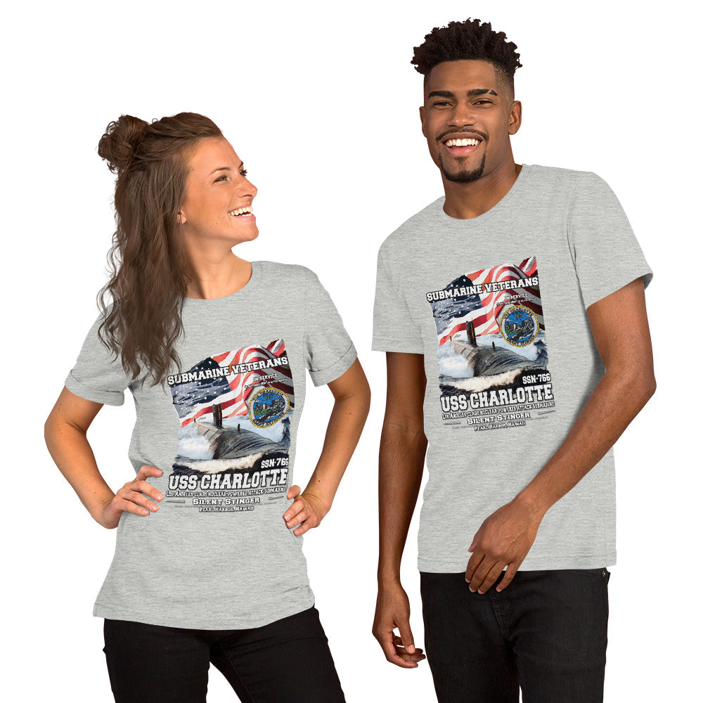 USS CHARLOTTE tee,USS CHARLOTTE SSN-766 tee, US Submarine Veterans T-shirts, Comancha T-shirts,