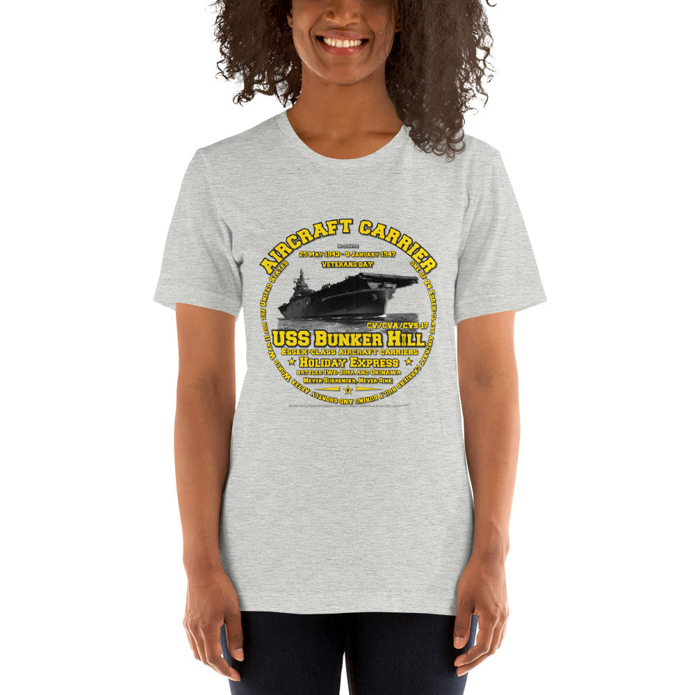 USS BUNKER HILL t-shirt,USS BUNKER HILL CV-17 t-shirt,Aircraft Carrier Veterans Unisex t-shirt, Comancha Navy Veterans T-shirts,