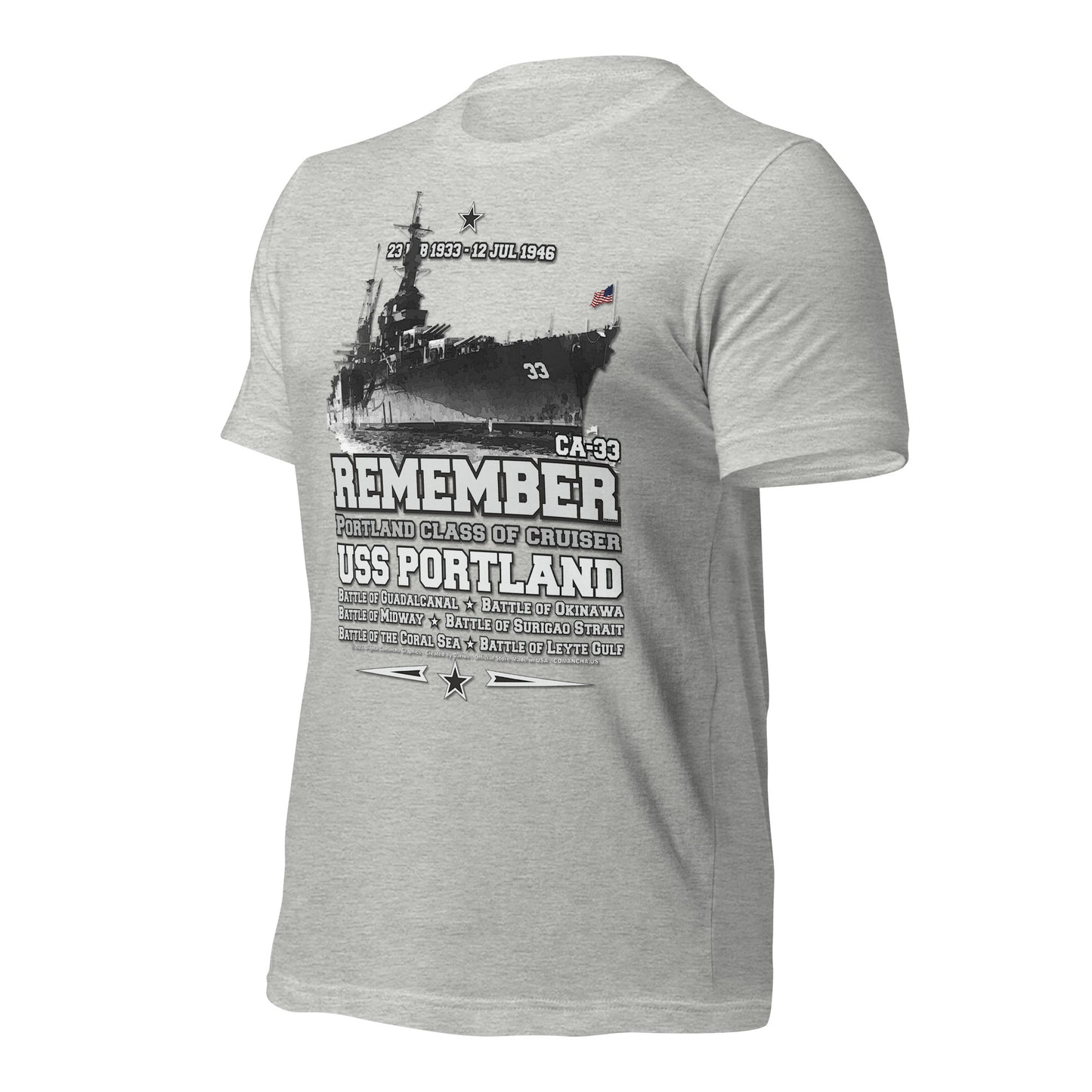 USS PORTLAND t-shirt, US Navy veterans T-shirt, US Navy Cruiser T-shirt, USS PORTLAND CA-33 T-shirt, Comancha,Tees,Midway veterans tee,