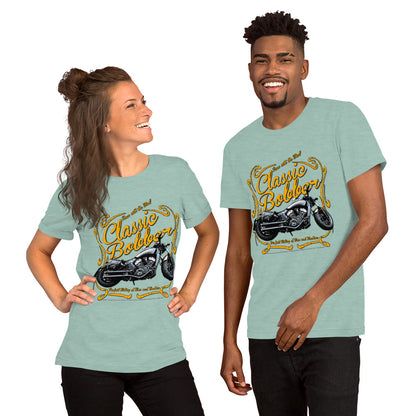 Classic American Bobber Motorcycle unisex Tee, Comancha,