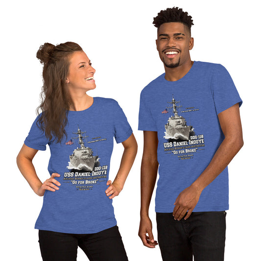 USS DANIEL INOUYE DDG-118 Destroyer Veterans Unisex t-shirt, Comancha Navy Tees Store,